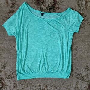 Torrid Aqua Short Sleeve Off Shoulder Tee  Size 2